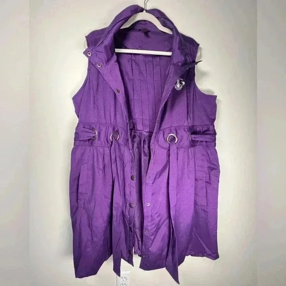 House of Dereon Sleeveless Belted Purple Dress Bubble Hem Pockets Womens Size 3X - Picture 12 of 15